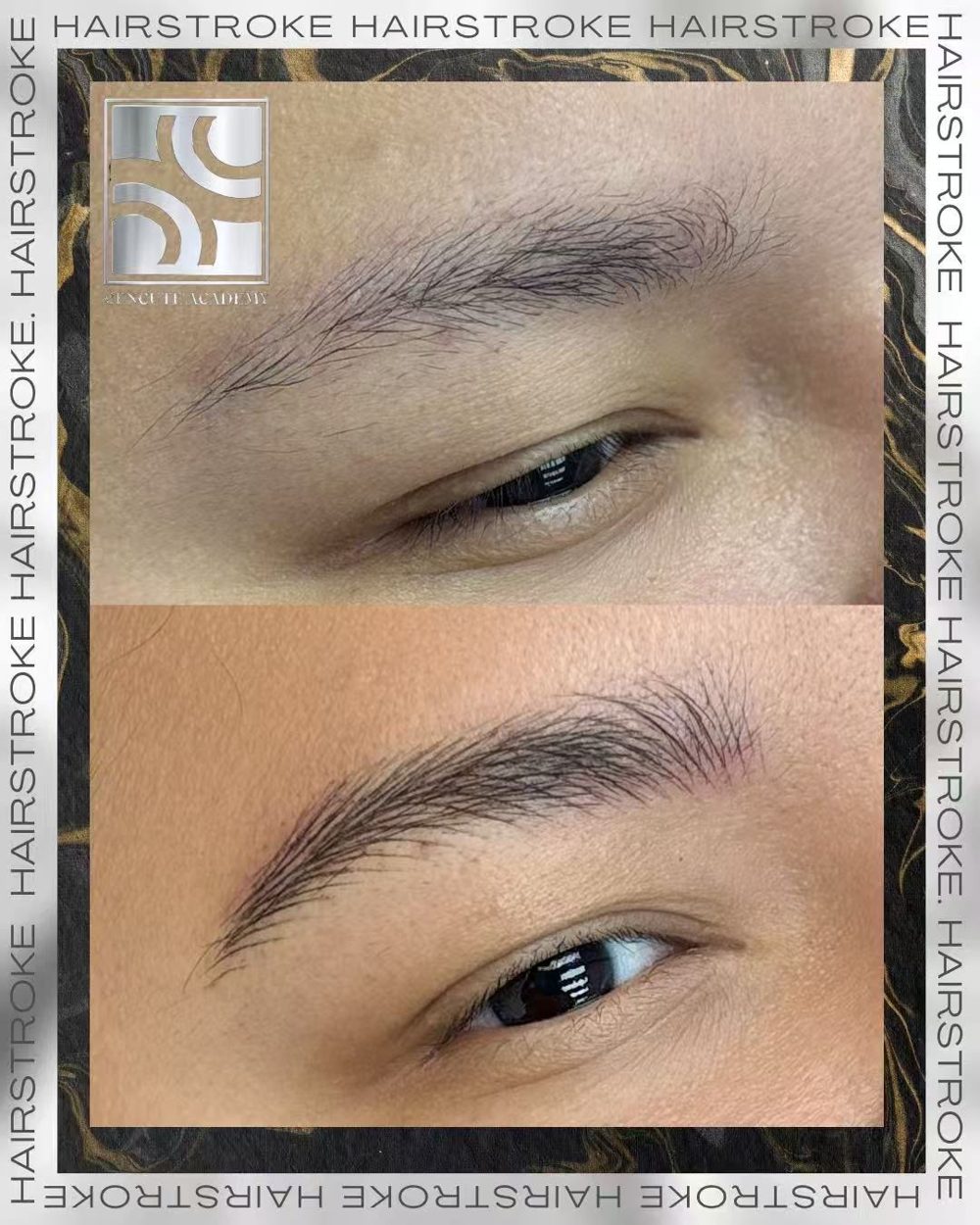 Hair stroke (Fondle Brows) eyebrow work by Master Bazz · Cencute Studio, Nonthaburi